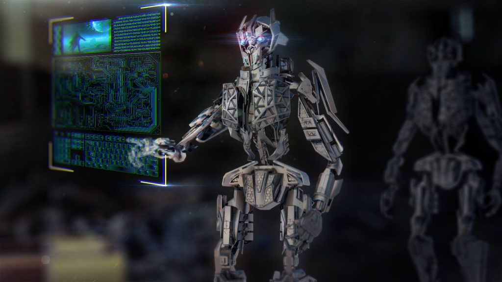 Carbyne Jungle: Review 2 A robot interacting with a hologram